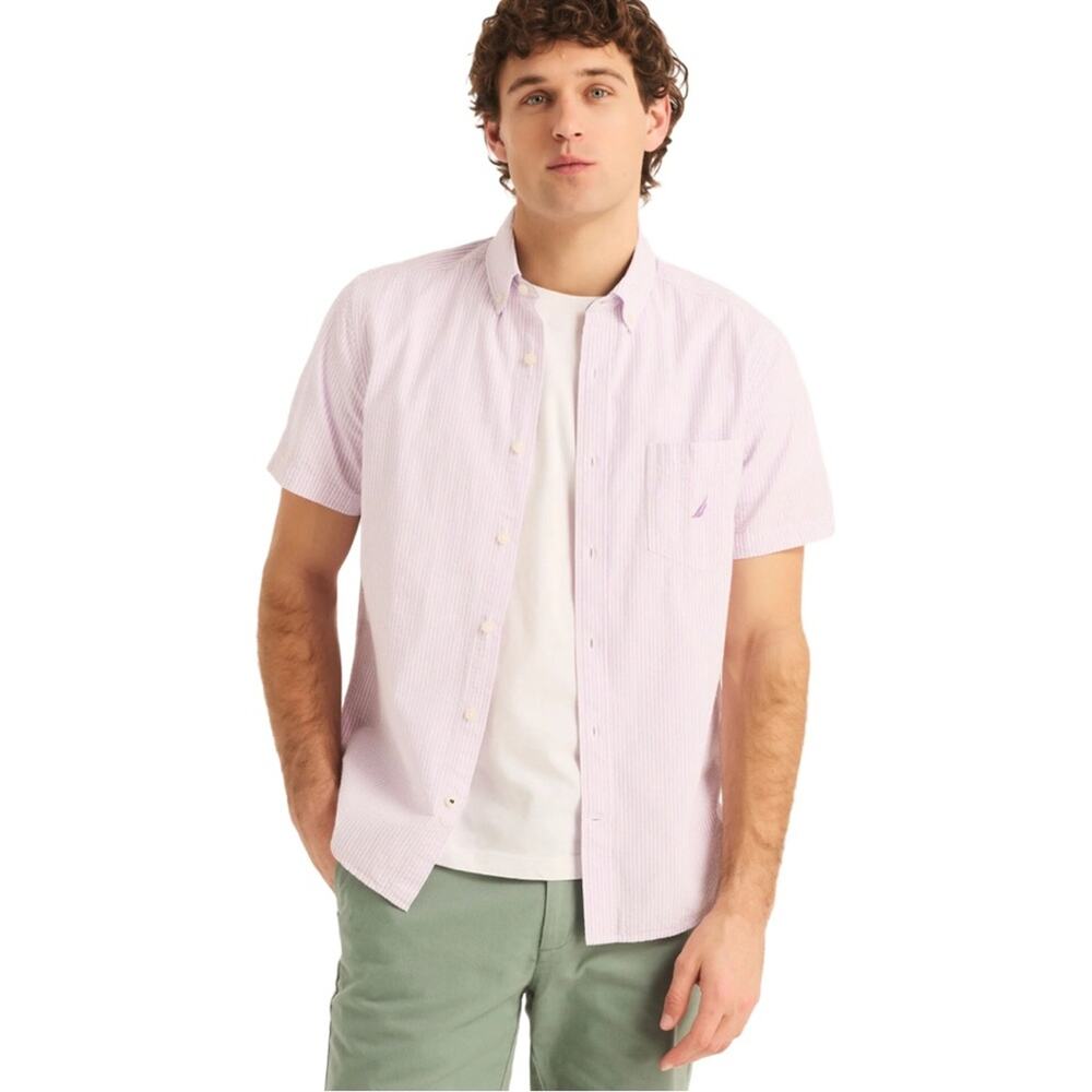Men’s Vintage M. Dumas & Son Seer Sucker Short Sleeve Button Up Shirt